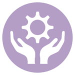 support icon hands holding gear