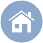 blue icon with house