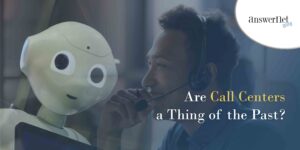 call centers - call center agent faded into a smiling robot