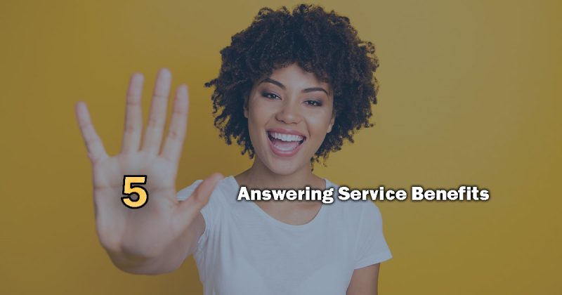 woman on yellow background holding up 5 fingers Benefits of an Answering Service